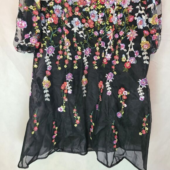 New Mac Duggal 20474 Black Sequin/Embroidered  Embellished A Line Dress (22W) - Picture 4 of 16